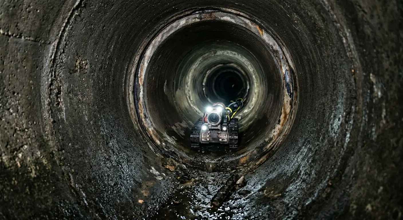 Robotic sewer camera inspecting pipe interior for Sewer Line Cleaning in Middleton